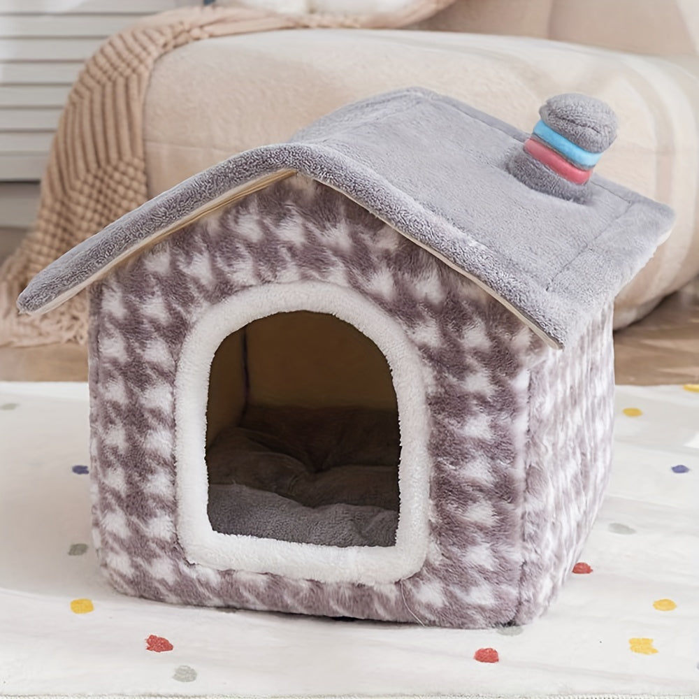 Cozy Soft Pet Cave Bed With Removable Cushion