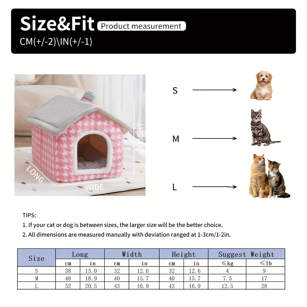 Cozy Soft Pet Cave Bed With Removable Cushion